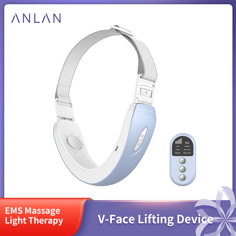 ANLAN V 瘦臉儀 雙下巴 EMS 按摩器 去除 V 形下巴 紅/藍 LED 光療瘦臉儀