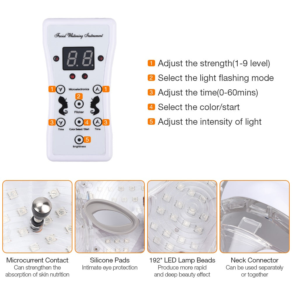 Foreverlily 7 色光 LED 面膜帶頸部皮膚年輕化面部護理治療美容抗痤瘡治療美白